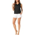 thumbnail image 2 of INSPIRE CHIC Womens Satin Tank Tops Casual Sleeveless Blouses V Neck Summer Top XS Black, 2 of 6