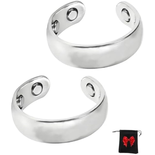 Original Magnetic Wellness Ring for Women/Men, Adjustable Open Stainless Steel Rings with 4 Strong Magnets, Lightweight, Water-Resistant