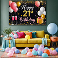 thumbnail image 7 of Sparkling Black Background Happy 21st Birthday Banner with Balloons Glasses and Gift Party Decoration Photography Prop Backdrop Birthday Party Supplies, 7 of 7