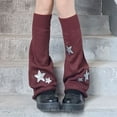 thumbnail image 2 of Yuanlong Womens Leg Warmers Black Silver Star Design Stirrup Socks Y2K Stylish Streetwear Daily Slouchy Leg Covers Socks, 2 of 4