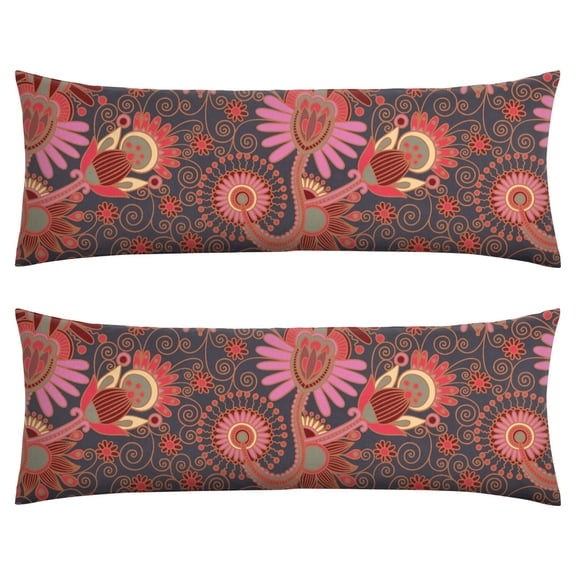 Exotic Paisley Body Pillow Cover 20x54 - Chic Ethnic Long Pillow Case with Zipper, Full Body Support Pillowcase, Soft & Skin-Friendly Fabric for Sleeping, Lounge, Pregnancy