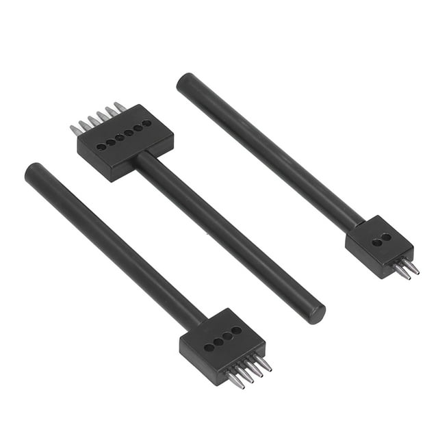 Prong Punch Tool Set Tools Leather Tools Leather Tool Set 3Pcs Products Black Leatherette Leatherworking Equipment Leatherworking Tools Punching