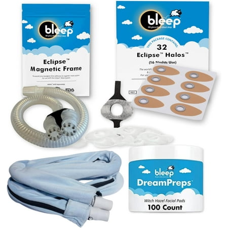 All-in-One Pap Starter Pack by Bleep | Includes Eclipse, Halos, DreamPreps Witch Hazel Skin Cleaner, Hose Wrap and Hose | Complete Sleep Therapy Kit Ideal for New CPAP/BiPAP Users