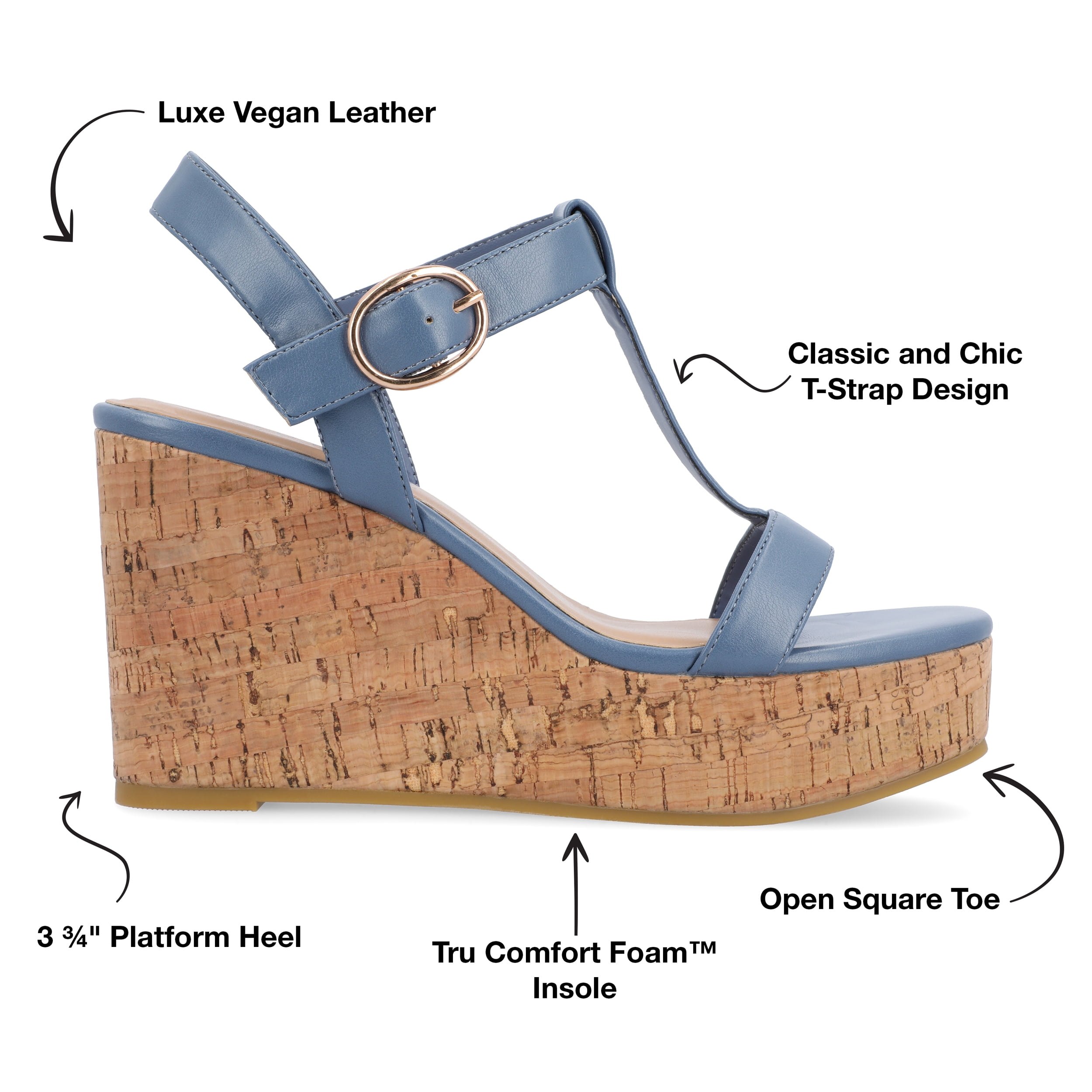 Journee Womens Matildaa Buckle Platform Wedge Sandals