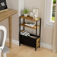 thumbnail image 7 of Skinny Side Table with Storage - Narrow End Table for Small Space Bedroom Living Room Slim Bedside Tables Thin Nightstands Set of 2, Farmhouse Brown (06BN2), 7 of 7
