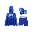 thumbnail image 2 of Moggemol Kids Boys Metallic Trim Boxer Robe with Gloves Set for Carnival Theme Party Boxing Practice Blue Silver 6, 2 of 6