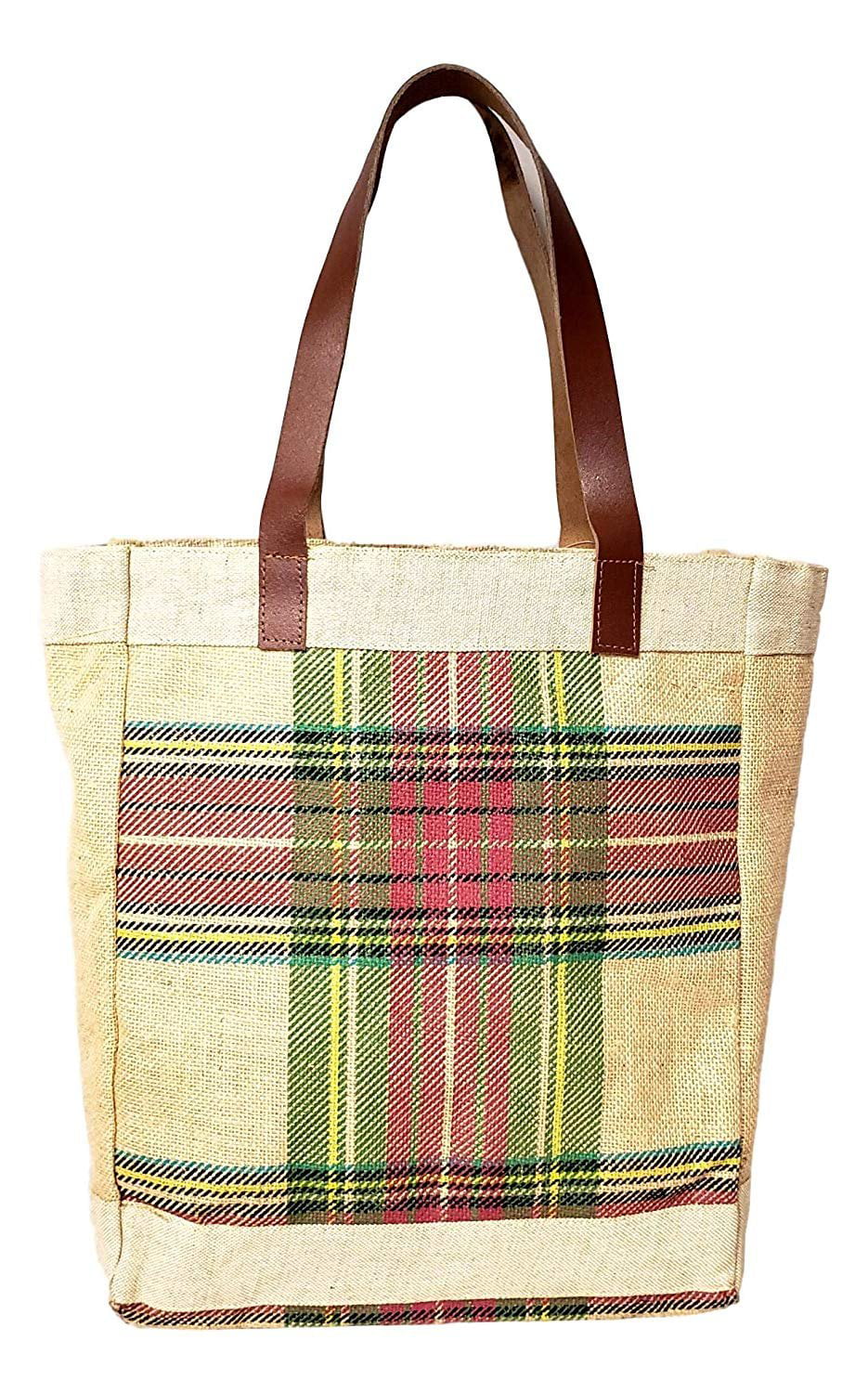 Plaid Reusable Grocery Tote Bag Extra Durable - Personalized Monogram ...