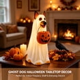 thumbnail image 3 of Light Up Ghost Dog Statue with Pumpkin Candy Bucket, Spooky Ghost Dog Halloween Figurine Freestanding Trick or Treat Candy Holder, Glowing Ghost Dog Indoor Outdoor Home Decor, 3 of 6