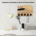 thumbnail image 5 of Key Holder for Wall, Decorative Key and Mail Holder with Shelf Has Large Hooks for Bags, Coats, Umbrella – Paulownia Wood Key Hanger with Mounting Hardware (9.8”W x 6.7”H x 4.2”D), 5 of 7