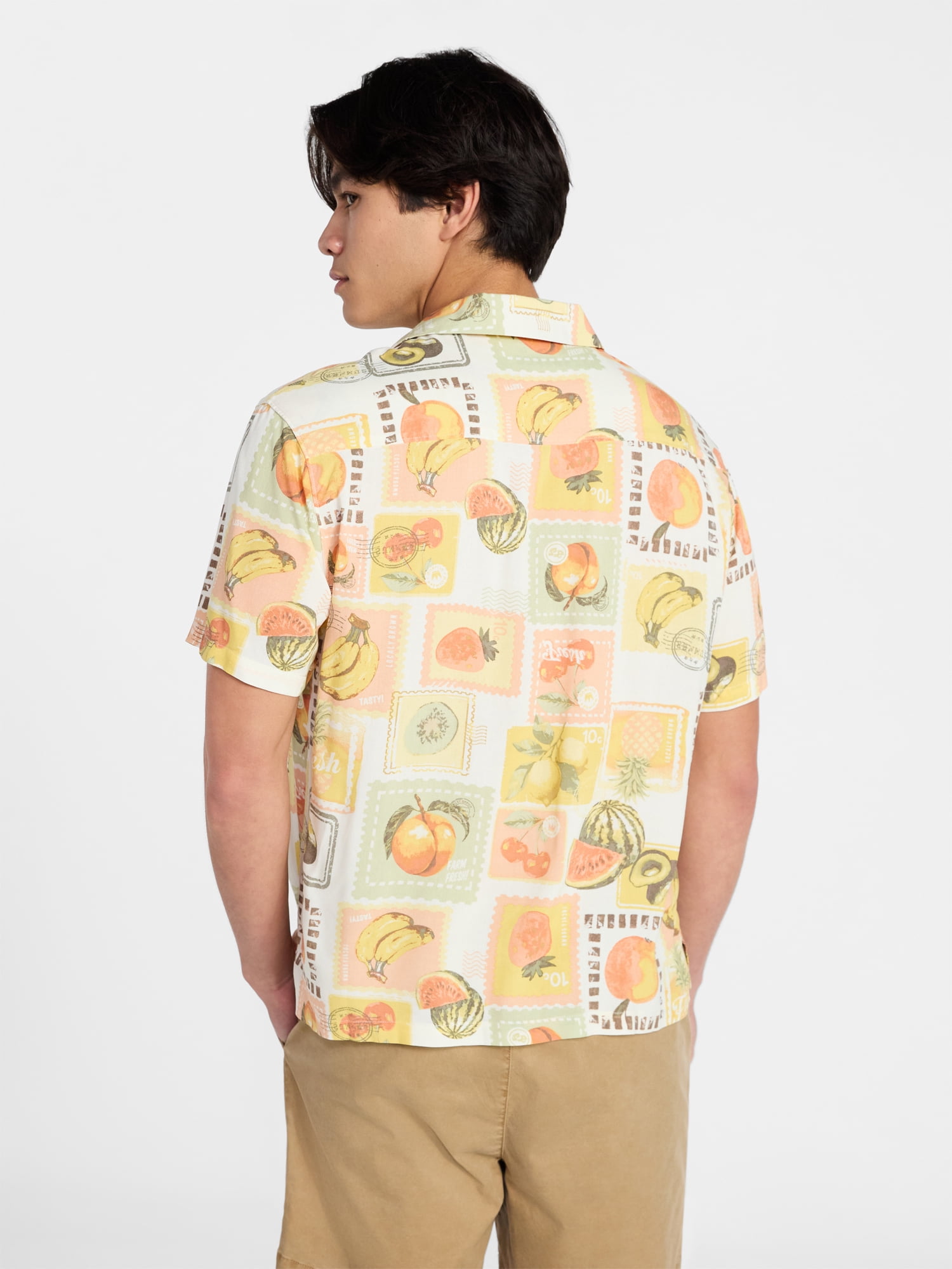 No Boundaries Rayon Shirt with Short Sleeves, Men's and Big & Tall XS-4XLT