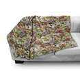 thumbnail image 3 of Rowan Soft Flannel Fleece Throw Blanket, Mixed Pattern of Rural Wild Flowers Leaves and Berries Rustic Composition, Cozy Plush for Indoor and Outdoor Use, 70" x 90", Multicolor, by Ambesonne, 3 of 6