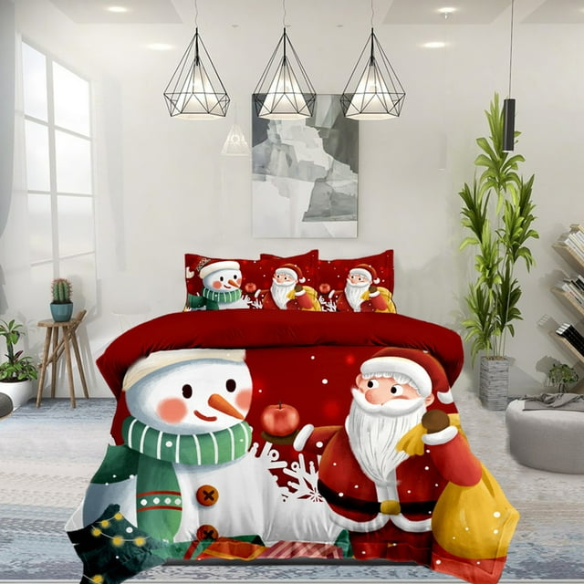 Teissuly Christmas Duvet Cover Single Size, Duvet Cover Set with Buttons Closure, Ultra Soft Washed Microfiber Bedding Comforter Cover with 2 Pillowcases for All Season Teissuly WER202311014212