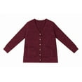 thumbnail image 2 of JWD Burgundy Open Front Cardigan for Women Button Down Long Sleeve Draped Sweater Outerwear with Pocket, 2 of 9