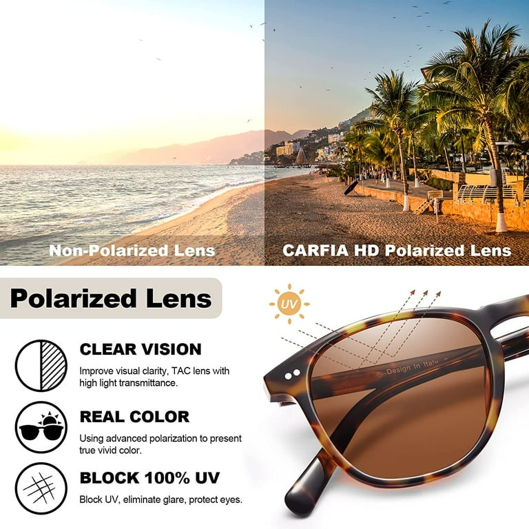 CARFIA Small Acetate Polarized Sunglasses for Women UV Protection, Retro  Double Bridge Eyewear Metal Brow Round Sunnies at  Women's Clothing  store