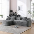 thumbnail image 3 of 3 Seater Boucle Sofa for Living Room, Oversized Comfy L-Shape Sofa Couch with 5 Pillows, Back and Armrest, Home Furniture Sleeper Sectional Sofa for Apartment, 2 Seater+1 Chaise, Gray, 3 of 9