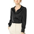 thumbnail image 2 of DARING DIVA Turn Down Collar Puff Sleeve Work Shirt M Black, 2 of 7