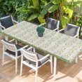 thumbnail image 2 of Green Floral Table Cloths for 8 Foot Rectangle Tables, Spring Flowers Patio Waterproof Elastic Fitted Tablecloths, Washable Rectangular Table Cover for Camping, 2 of 8