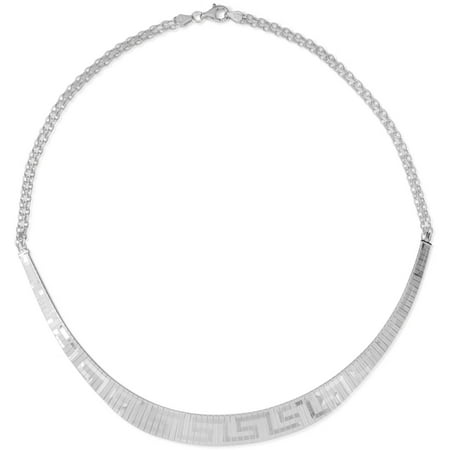 Sterling Silver Texture Front Omega Necklace with Lobster Claw, 18