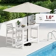 thumbnail image 4 of SERWALL HDPE Outdoor Patio Bar Set with 9ft Umbrella, 4 Pieces Outdoor Bar Height Table Set with Patio Umbrella, White, 4 of 7