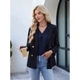 thumbnail image 6 of Women'S 3/4 Length Sleeve Tops Summer Dressy Casual Blouses Work Shirts Chiffon V Neck Outfits Navy Blue M, 6 of 9