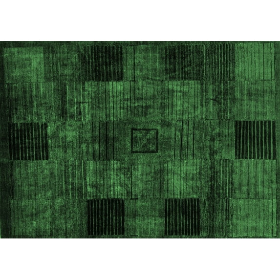 Ahgly Company Indoor Rectangle Oriental Emerald Green Modern Area Rugs, 7' x 9'