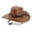 Coffee, variant on Cowboy Hat Western Fedora Hat Faux Leather Cowboy Sun Cap Wide Brim Travel Hat with Neck Cord for Outdoor Wear Wine One Size