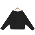 thumbnail image 5 of hotojiny Off the Shoulder Tops for Women Oversized Sweaters Fall Outfits Fashion Cable Knit Pullover Fall Clothes Long Sleeve Shirts, 5 of 6