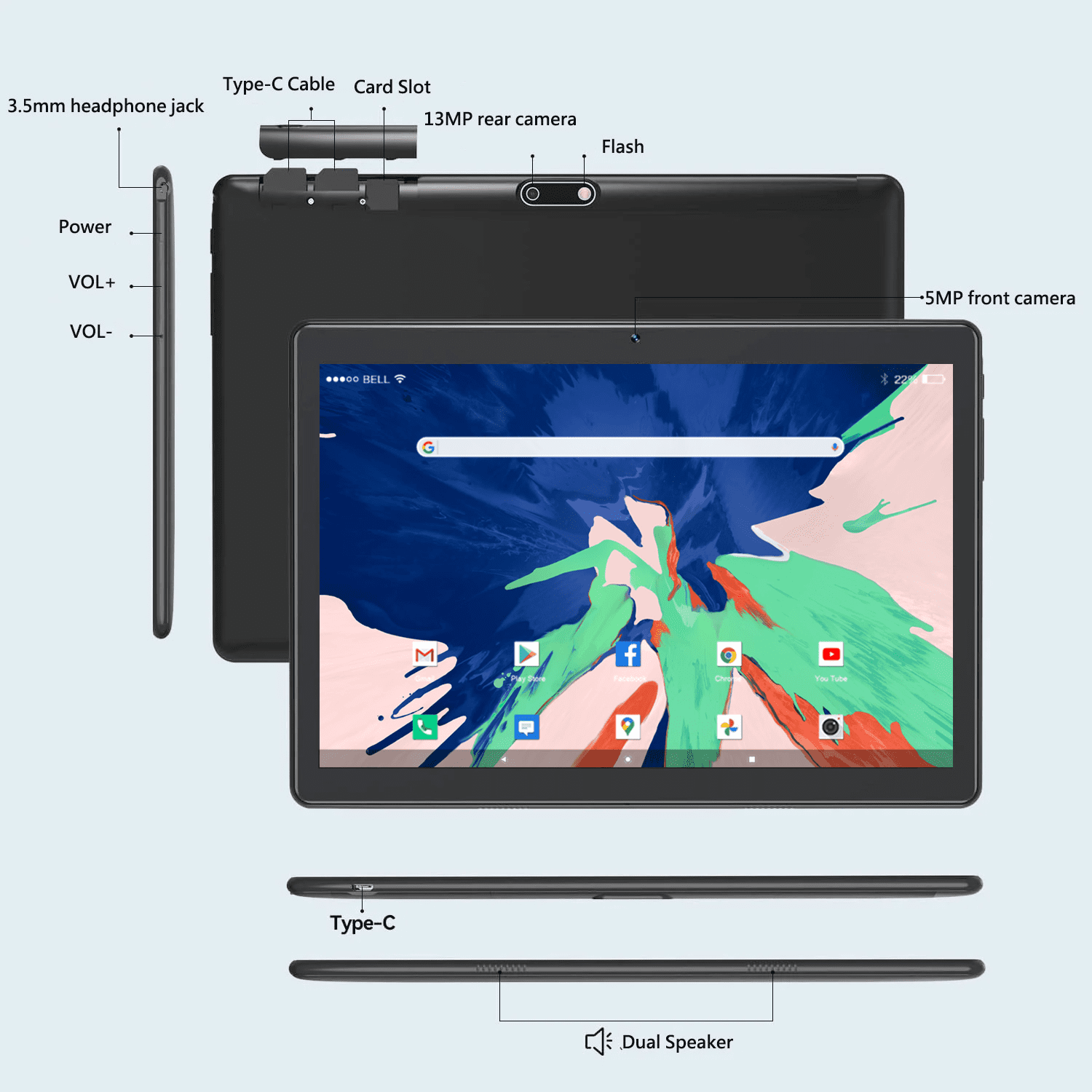 10.1 inch Android 11 Tablet PC with Wireless Keyboard