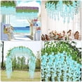 thumbnail image 3 of Nvzi-c 12 pcs Artificial Fake Wisteria Vine Ratta Hanging Garland Silk Flowers String Home Party Wedding Decor (Blue), 3 of 4