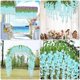 thumbnail image 3 of Xiao Hua 12 piezas de glicina artificial falsa, guirnalda colgante de ratán, flores de seda, decoración para el hogar, fiestas, bodas (azul), 3 of 5