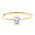 thumbnail image 2 of Gem Stone King 10K Yellow Gold White Zirconia Engagement Ring for Women | 0.25 Cttw | Round 4MM | Gemstone Birthstone | Size 9, 2 of 6