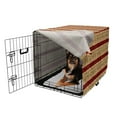 thumbnail image 2 of African Dog Crate Cover, Native Indigenous People Different Poses Culture Borders, Easy to Use Pet Kennel Cover for Medium Large Dogs, 35" x 23" x 27", Ruby Peach Black, by Ambesonne, 2 of 6