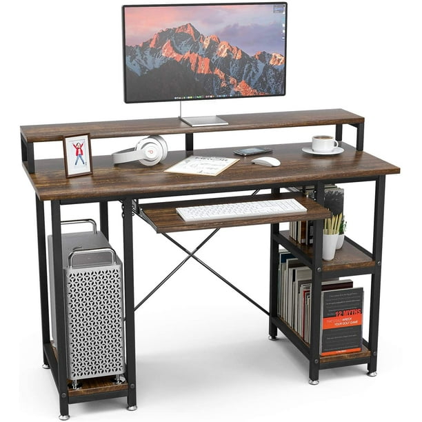 Mecor Computer Desk with Keyboard Tray/Shelves Storage, 89.9 Inch ...