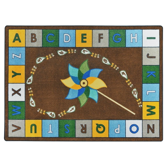 Joy Carpets Alphabet Pinwheel Kids Indoor Area Rug