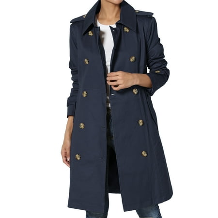 TheMogan Women's S~XL Double Breasted Fully Lined Long Trench Coat Jacket