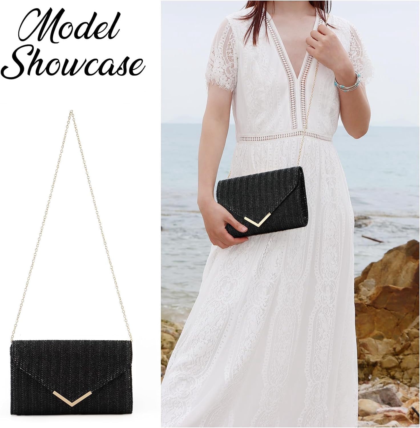 Straw Clutch Rattan Woven Summer Evening Woven Bag Beach Handbag