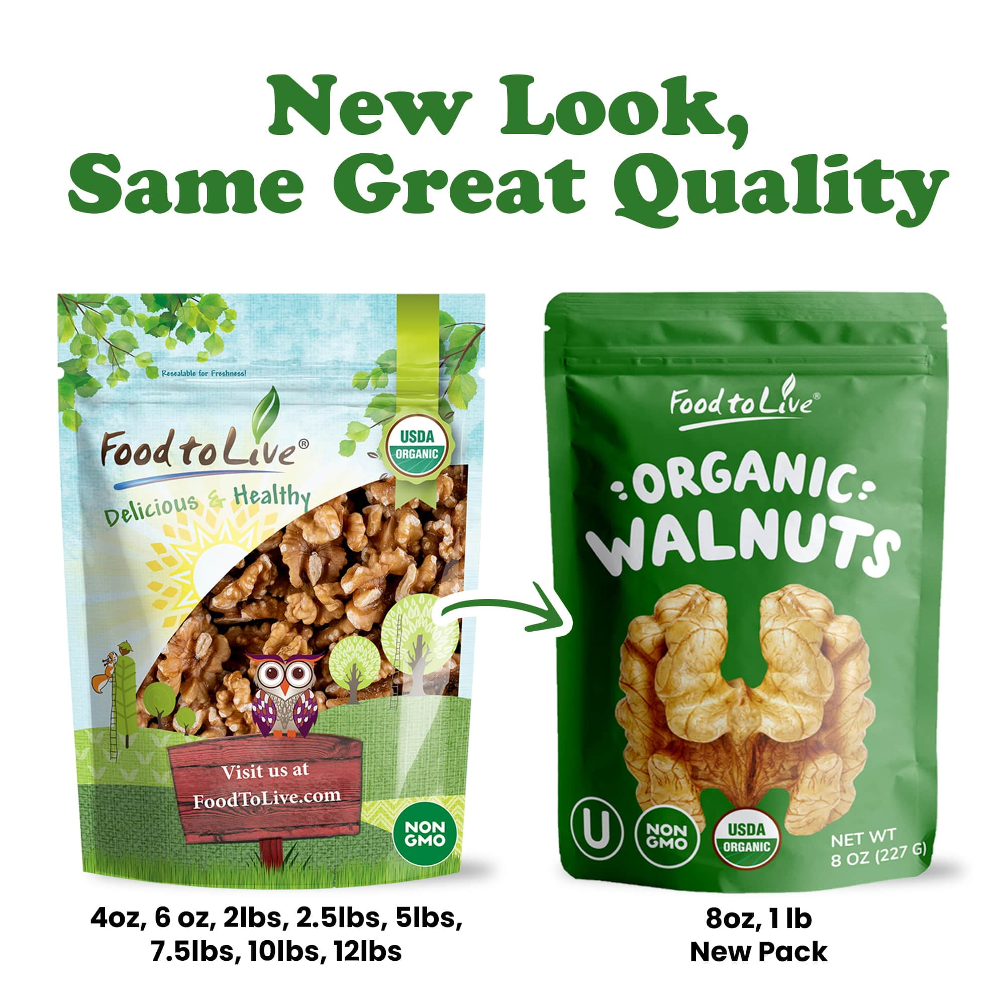 Food to Live, Organic California Walnuts, 2.5 Pounds, Raw