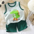 thumbnail image 2 of HCNTES Toddler Infant Baby Girls Summer Clothes Kid Outfits Boys Short Sleeves T-Shirt Tops + Shorts Cute Outfits Set For Kid Summer Outfits 2t 3t 4t 5t 6t 7t 8t(H01-Green,3-6 Months), 2 of 5