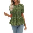 thumbnail image 2 of Blusa floral fruncida con estampado de manga corta, blusa fruncida de moda para mujer y niña, 2 of 8