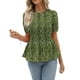 thumbnail image 2 of Blusa floral fruncida con estampado de manga corta, blusa fruncida de moda para mujer y niña, 2 of 8