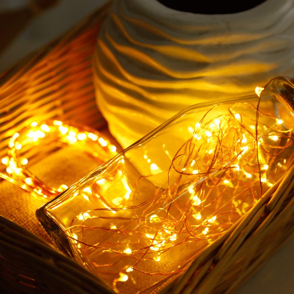33 Feet 100 Led Fairy Lights Battery Operated with Remote Control Timer Waterproof Copper Wire Twinkle String Lights for Bedroom Indoor Outdoor Wedding Dorm Decor (Warm White) - image 3 of 8