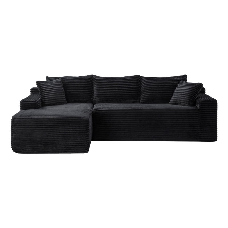 94.5" L-Shaped Modular Sectional Sofa Set with Chaise, No Assembly Required Upholstered Floor Couch, Corduroy 4-Seat Sofa