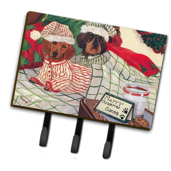 Dachshund Christmas Waiting for Santa Leash or Key Holder
