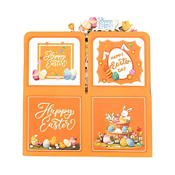 CCOCC Easter Greeting Cards,Cartoon Bunny with Flowers Easter Cards,Envelopes Included,Handcrafted 3D Easter Blessing Gift & Party Decoration Card
