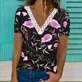 thumbnail image 2 of Birdeem Blouse à Manches Courtes en Dentelle Imprimée Mode pour Femmes Col en V Hauts Décontractés, 2 of 5