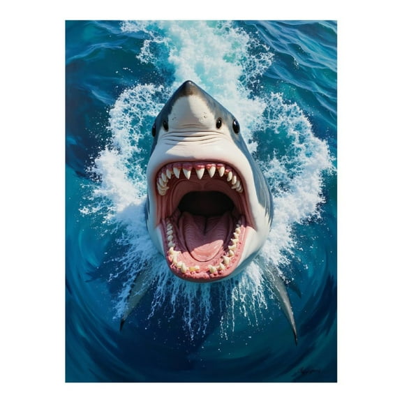 Diamond Art Kit for Adults, Shark Ocean Splashing Water Diamond Painting for Adults Beginners, DIY Diamond Art Painting Kits, 5D Diamond Painting Crafts for Home Decor 12x16 Frameless