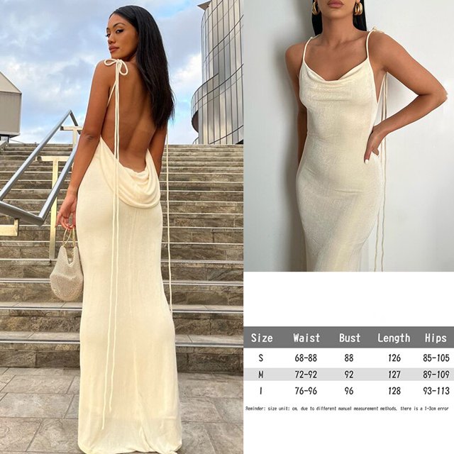 Suspender Y2K Backless Black Dress Summer Sexy Retro Long Dresses Beach Party Sleeveless Skims Big Open-Back Fishtail ClubwearS Gao Jinjia LED