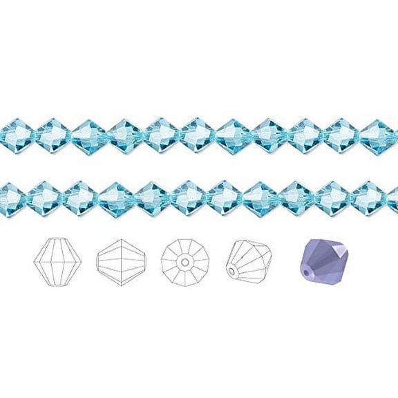Preciosa Czech Crystal Beads Aquamarine Faceted Bicone 6mm Package of 144