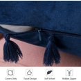 thumbnail image 2 of Funda de almohada decorativa lisa de terciopelo suave, 2 uds., con flecos, funda de cojín bohemio para sofá cama, azul marino, 2 of 4