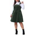 thumbnail image 3 of Agnes Orinda Women's Plus Size Corduroy Pinafore Short Dress Overall Dresses Suspender Skirt with Pocket 2X Army Green, 3 of 6